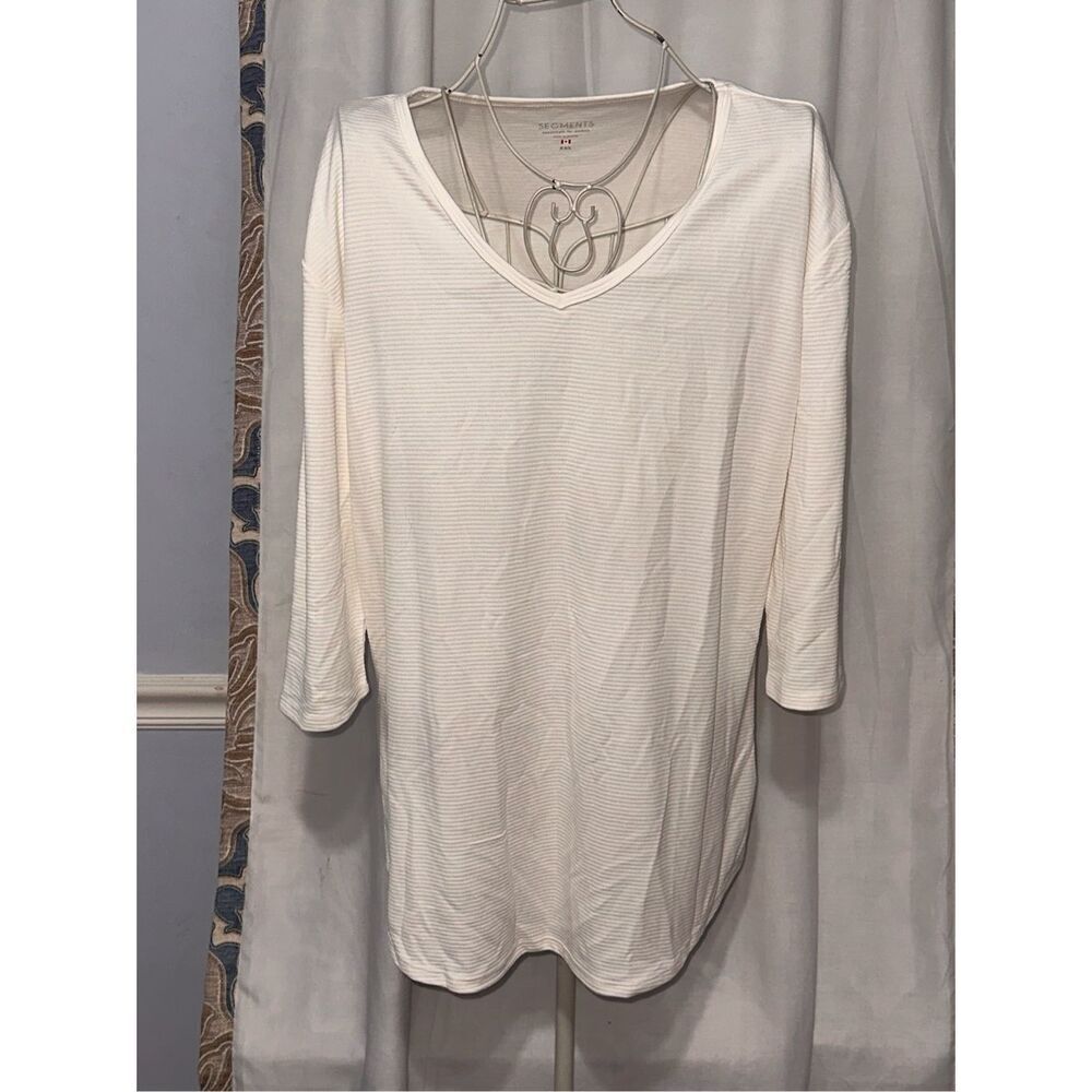 Beautiful WOMEN Seg'Ments Women's 3/4 Sleeve V-Neck Shirt size XXL  cream Good C